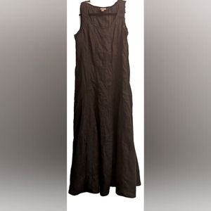 NWOT J. Jill black sleeveless 100% linen maxi scoop neck black hidden side zip